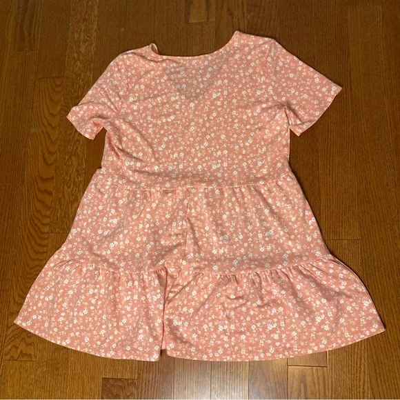 Xxl tiered dress peach pastel white mini floral flower como vintage - Picture 3 of 6
